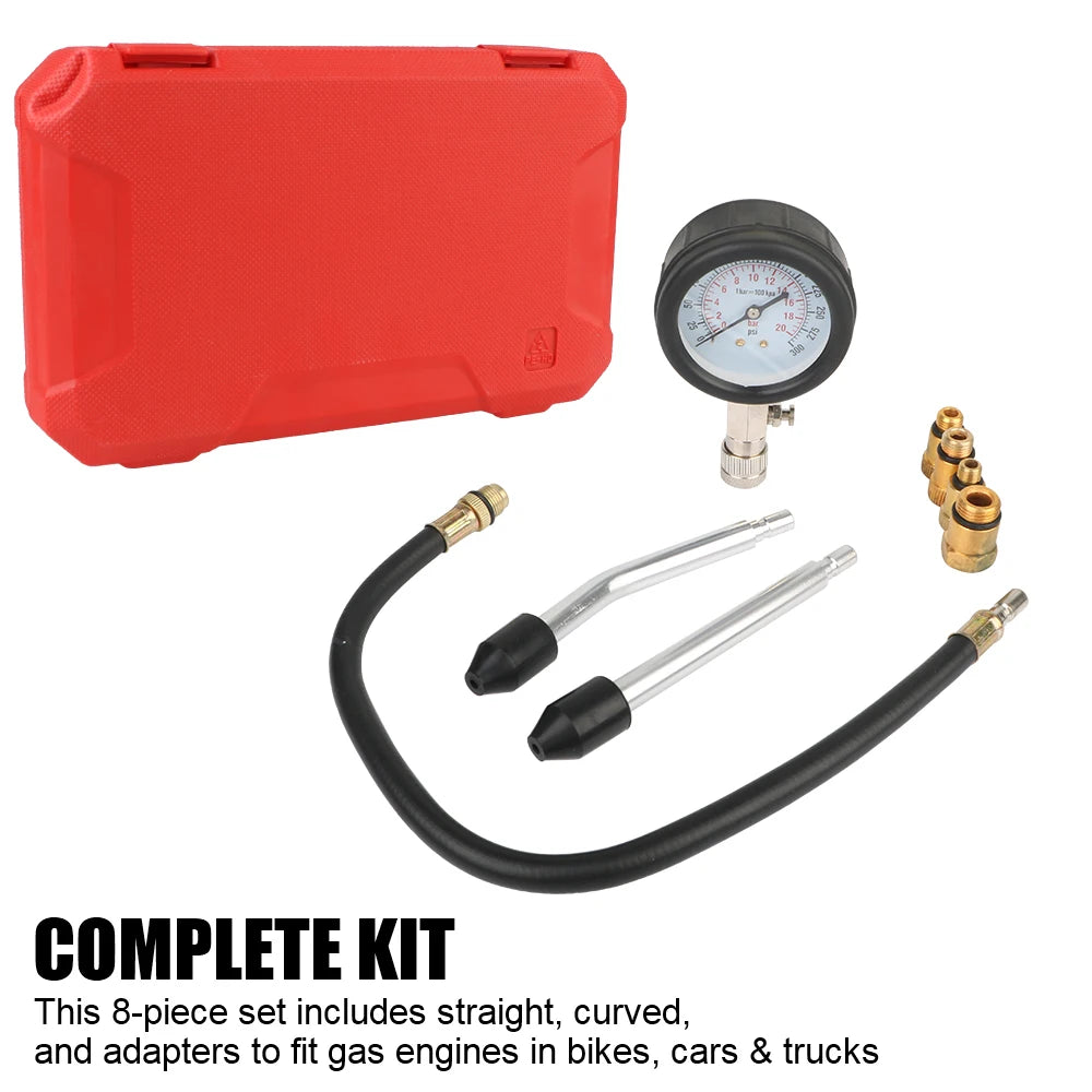 FREE SHIPPING: Gasoline Engine Compression Gauge 0-300 PSI with M10 M12 M14 M18