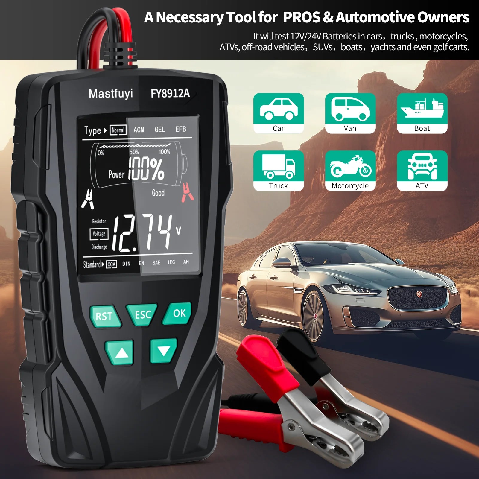 Free Shipping: Car Battery Tester 12V 24V Battery Load, Battery Capacity Tester