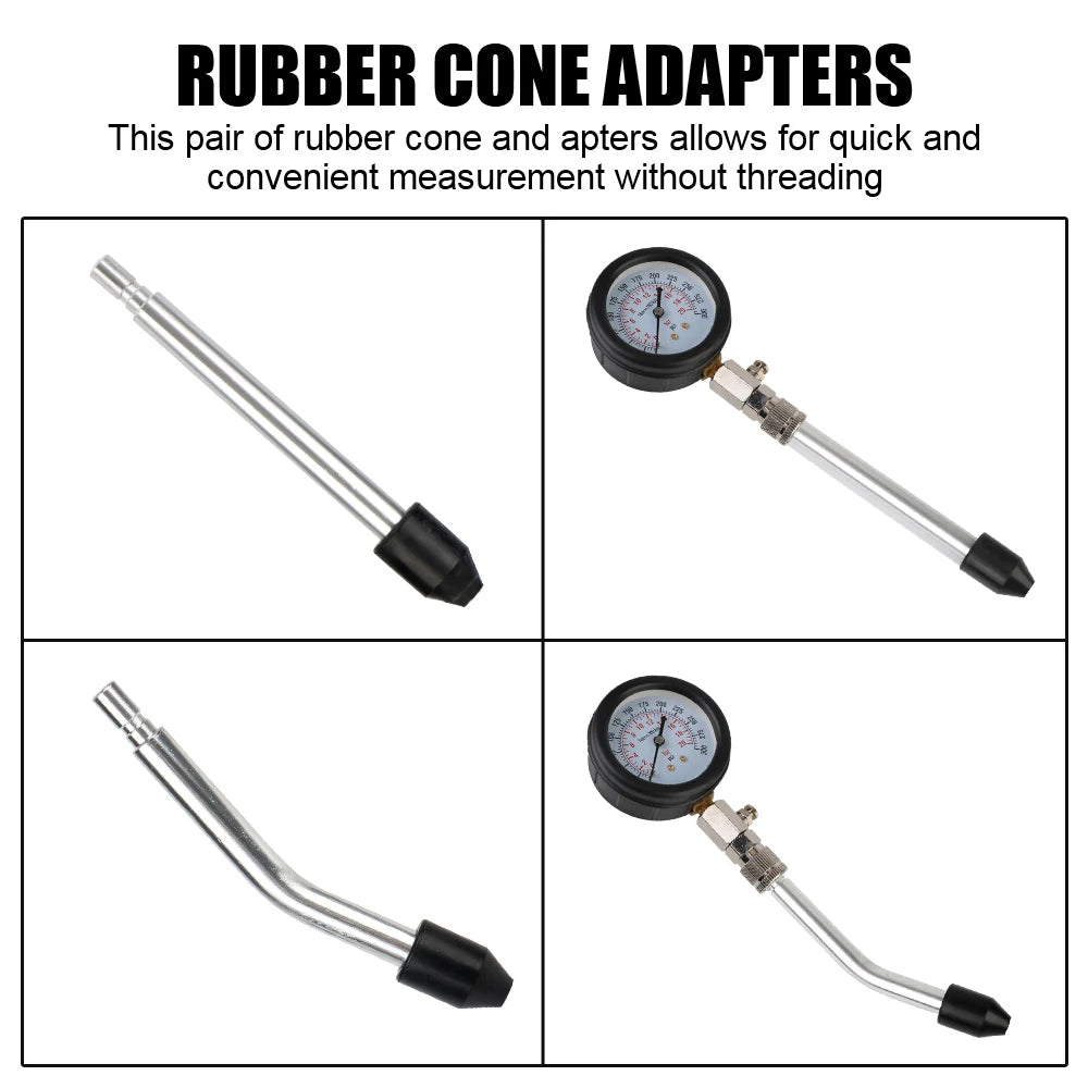 FREE SHIPPING: Gasoline Engine Compression Gauge 0-300 PSI with M10 M12 M14 M18