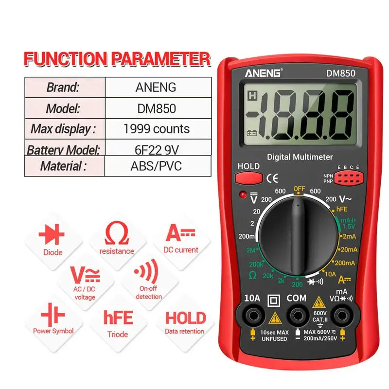 FREE SHIPPING: Digital Multimeter With Cables