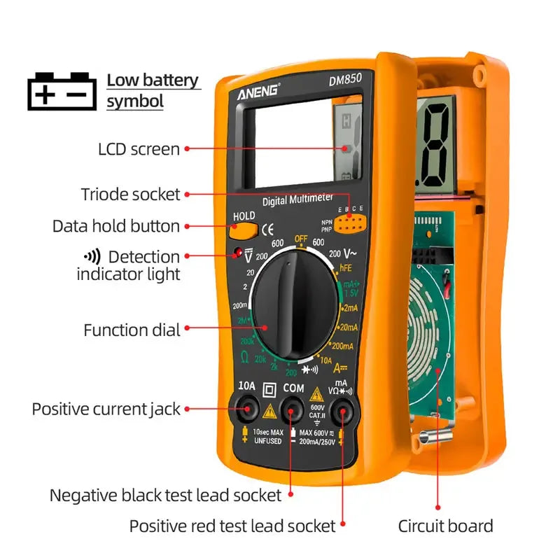 FREE SHIPPING: Digital Multimeter With Cables
