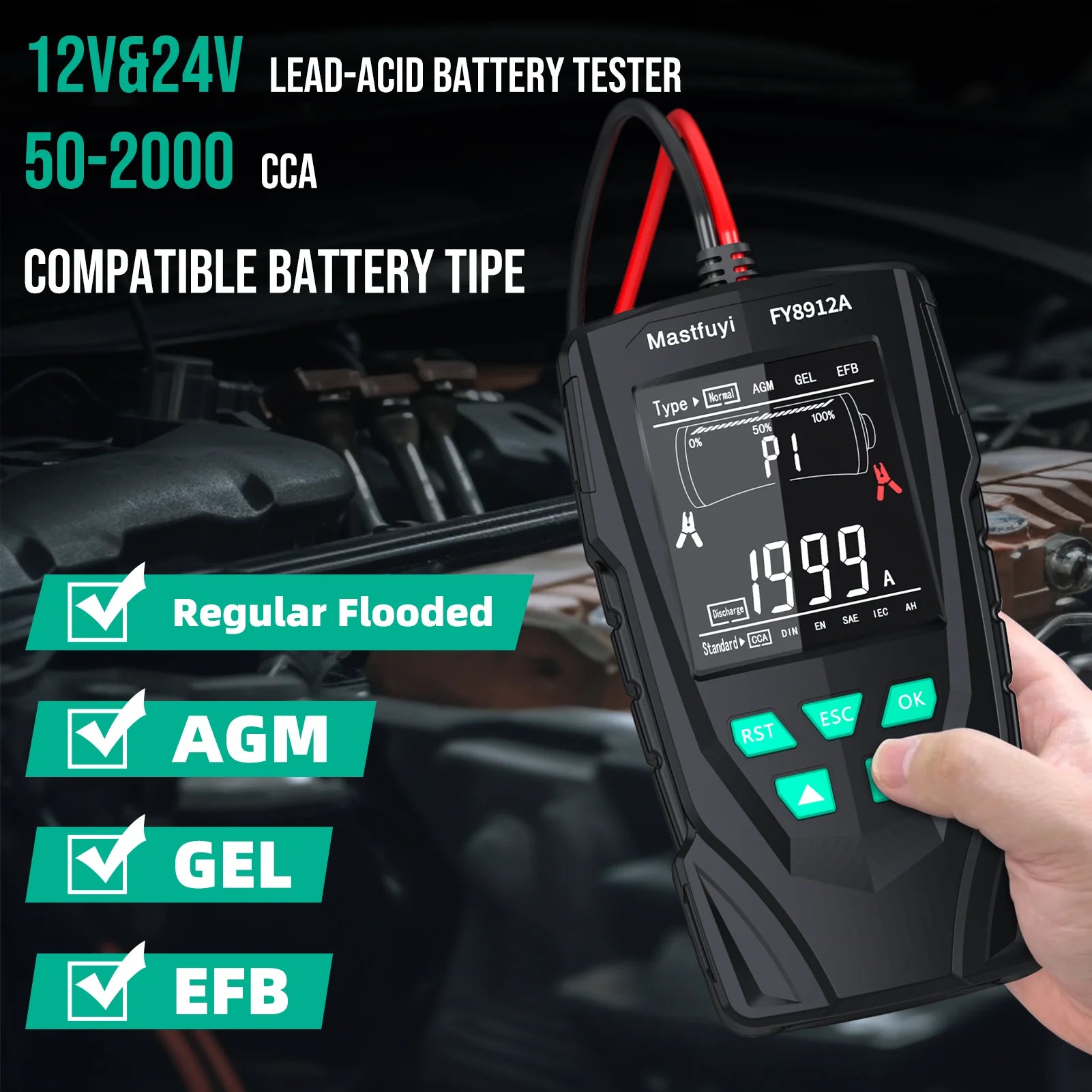 Free Shipping: Car Battery Tester 12V 24V Battery Load, Battery Capacity Tester